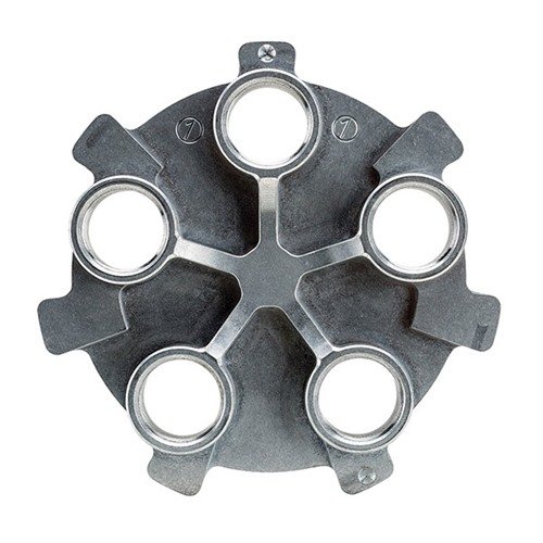 Cambia de calibre rápida y fácilmente con la PRO CHUCKER 5 DIE PLATE de RCBS. Mantén tus dies ajustados y evita instalaciones complicadas en cada sesión.