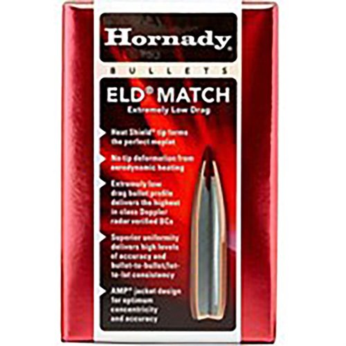 Las balas ELD Match de Hornady ofrecen precisión superior y consistencia extrema, gracias a su punta Heat Shield y coeficientes balísticos inigualables.