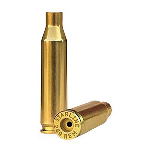 .260 Remington brass de Starline garantiza recargas consistentes y de alta calidad, perfecto para maximizar el rendimiento de tu rifle a larga distancia.