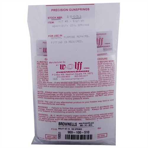 Consigue el kit WOLFF #5 con 100 resortes de alta resistencia en 10 diseños, ideales para cargas pesadas y longitudes de 2